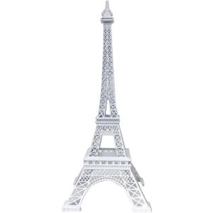 allgala 15" Eiffel Tower Statue Decor Alloy Metal, White