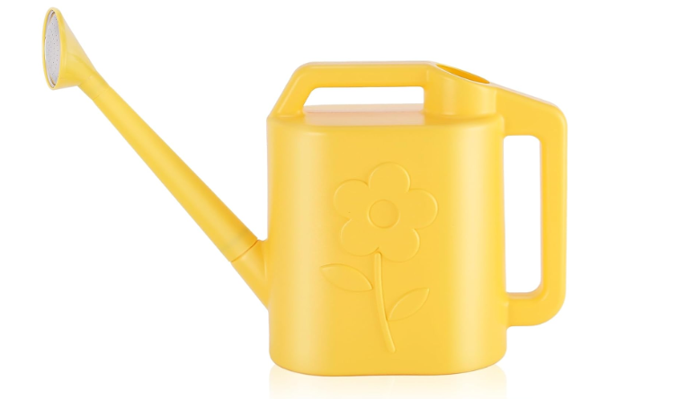 2 Gallon Watering Can for Indoor Plants, Garden Watering Cans for Outdoor Plant House Flower, Modern Plant Watering Can Large Long Spout with Sprinkler Head (Yellow)