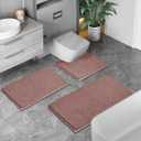 Chenille Bathroom Rugs Set 3 Piece Bath Mats for Bathoom Non-Slip Luxury Bathroom Rug Extra Soft and Absorbent Shaggy Rugs Washable Dry Plush Area Carpet