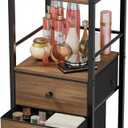 HapiRm Rolling Makeup Cart Organizer - Floor Skincare Make Up Storage with 2 Non-woven Fabric Drawers, Vanity Organizer Cosmetic Display Cases Holder for Skin Care Perfume Nail Polish Brush Hair Tool (Black)