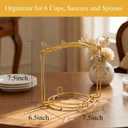 YOLIFE Tea Cup Holder for Countertop, Gold Metal Cup and Saucer Display Stand, Foldable Tea Station Organizer, Espresso Coffee Cups Rack for Home or Bar Decor