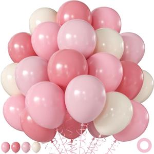 Pink and White Balloons, 60Pcs 12 Inch Dusty Pink Pastel Light Pink Sand White Balloons for Baby Shower Wedding Bridal Shower Birthday Party Decorations