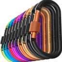 Carago Carabiner Clips with Screw Gate, 10 Pack Carabiners Hiking Clips with 7.5mm Diameter Aluminum Rod