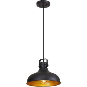 Black Farmhouse Pendant Lights Matte Pendant Lighting for Kitchen Island Industrial Adjustable Height Vintage Dome Hanging Light Fixtures for Barn, Dining Room 1 Pack