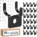 Tandefio Pegboard Hooks Metal Prong Hook Peg Board for Hanging Hangers for Wall Picture Jewelry Display Tool(Black,25 Pcs)