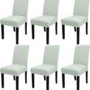 JQinHome Smoke Green Chair Covers for Dining Room Set of 6, High Stretch Removable Washable Parsons Chair Slipcover for Home Party Hotel Wedding Ceremony (6PCS,Smoke Green)