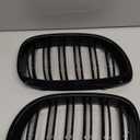 KHK Front Grill For BMW 3 Series E46 LCI 2-Door 2003-2006 325Ci 330Ci (facelift models), Gloss Black ABS Automotive Replacement Grille Double Slats Kidney Front Grill