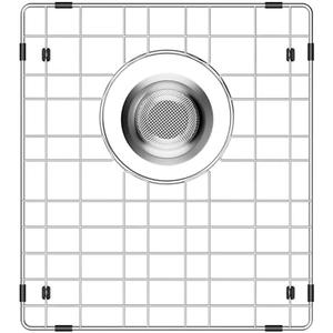 Sink Rack,Sink Protector for Kitchen Sink,Stainless Steel Sink Grid for Bottom of Sink 13"W x 15"L,Metal Sink Grate with Strainer,Rear Drain for Single Bowl with Corner Radius,1 pack