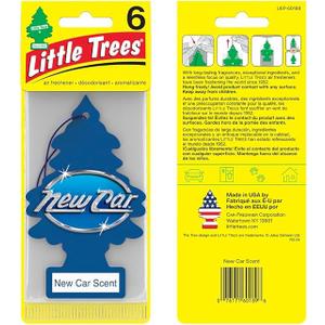 LITTLE TREES Air Fresheners Car Air Freshener. Hanging Tree Provides Long Lasting Scent for Auto or Home. New Car Scent, 6 Air Fresheners