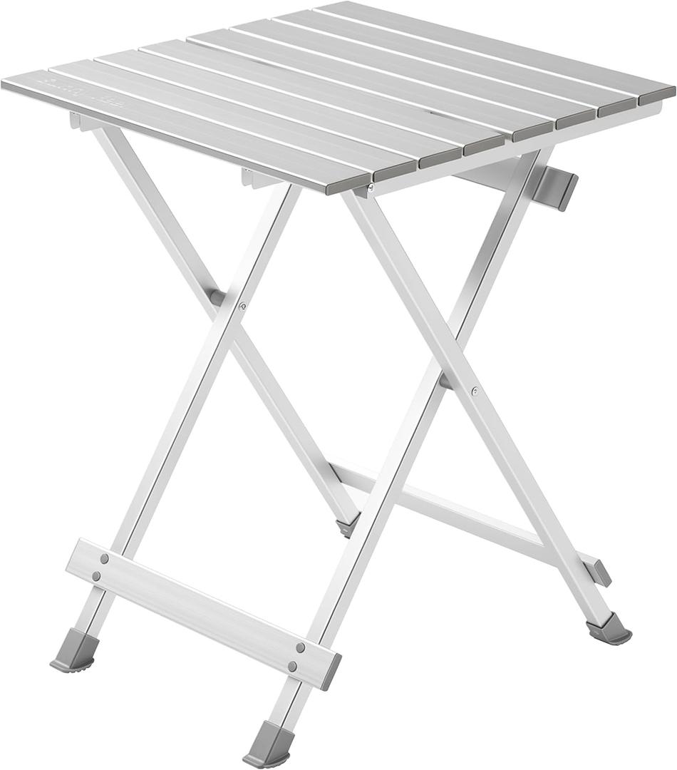 SUNNYFEEL Folding Camping Table - Lightweight Aluminum Portable Picnic Table for Cooking, Beach, Hiking, Travel, Fishing, BBQ, Indoor Outdoor Small Foldable Camp Tables, 18.5x18.5x24.5 Inch