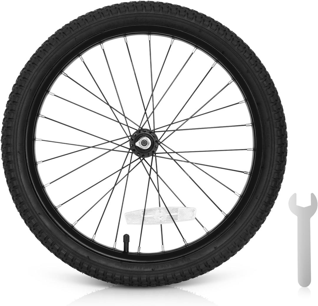 12/14/16/18/20 Inch Kids Bike Front Wheels Replacement with Solid Air Rubber Tire and Inner Tube, Bicycle Bike Wheels Don't Fit with Huffy Bike(13 Inch Wrench Included)