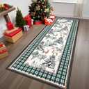 GarveeHome Christmas Washable Runner Rug 2x6, Holiday Decor Runners for Kitchen Soft Low Pile Christmas Tree and Deer Rug Non Slip Long Carpet for Living Room Laundry Hallway, Green