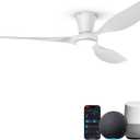 TALOYA 52 inch Smart Ceiling Fan,Low Profile Ceiling Fan with Light and Remote/App Control,Flush Mount, Quiet Reversible Motor for Living Room Bedroom Patio White