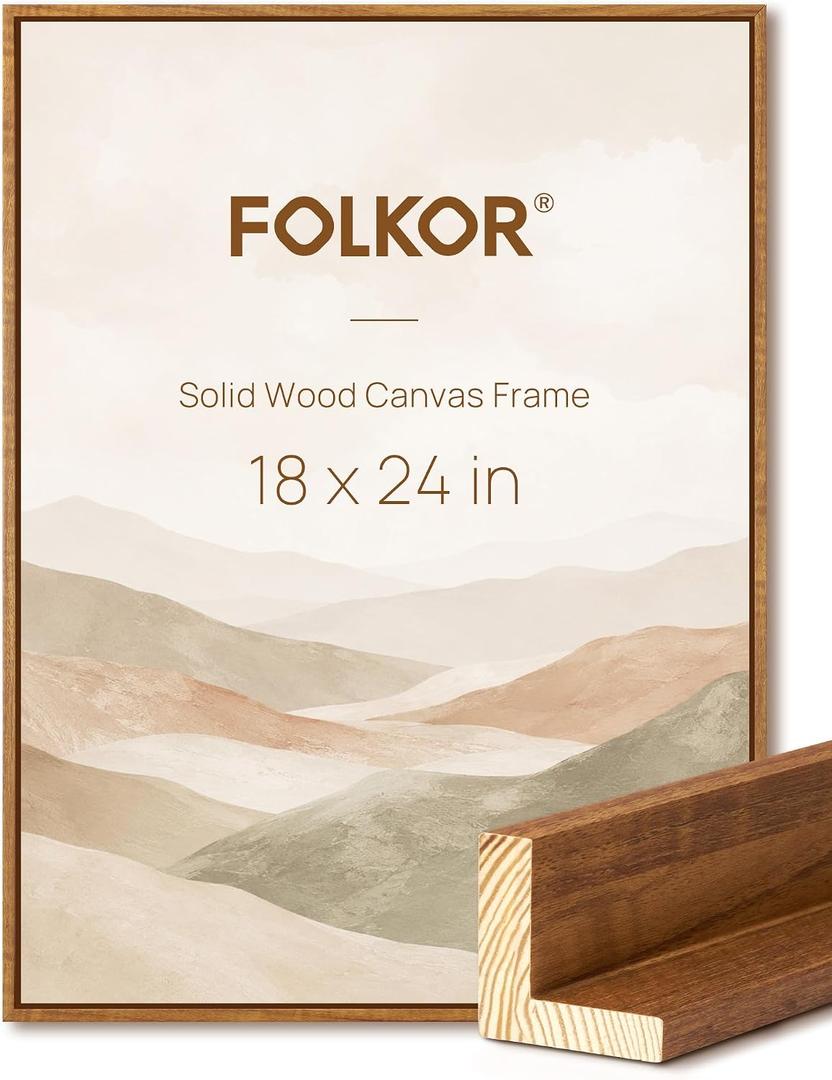 Solid Wood Canvas Floating Frame for 18x24 Oil Paintings,Brown