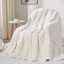 Drewin Comfort Weighted Blanket 20lbs, Stylish Jacquard Sherpa Weighted Blankets for Adults, Super Fluffy Cozy Bed Blanket for Sleep Natural and Calming, 60 x 80 inches, Cream White