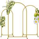 Metal Arch Backdrop Stand, Set of 3 (6/6.6/7.2 ft) Wedding Arched Frame with 12 Ground Nails and Storage Bag, Stable Arched Background Stand for Wedding, Baby Shower, Birthday Party, Photography, Gold