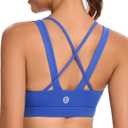 RUNNING GIRL Sports Bras for Women, Criss-Cross Back Padded Strappy Sports Bras Medium Support Yoga Bra with Removable Cups (Blue, L)