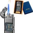 Torch Lighter, Magic Dual Flame Dragon Lighter with Portable Size, Windproof Lighter with Visible Fuel Tank, Adjustable Flame Refillable Butane Lighter for Men Friends Gifts (Without Butane)- Black-d