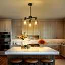 3 Light Modern Dining Chandeliers Over TableBlack Light Fixture for Dining RoomFarmhouse Chandelier with Glass ShadeIndustrial Pendant Lights Kitchen IslandFoyer,Hallway, Bedroom