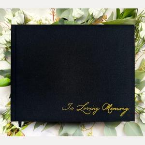 Funeral Guest Book for Memorial Service - In Loving Memory Celebration of Life Guest Book for Memorial Service with Matching Share a Memory Table Stand - 250 Guest Entries with Name & Address (Black)