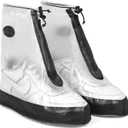 Rain Shoe Covers | Waterproof Shoe Covers for Men Women | Reusable Galoshes Overshoes (3X-Large, Clear / Black)