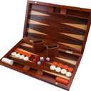 Wooden Backgammon Set, 15 inch Folding Backgammon Board Game with 32 Pieces | Portable Travel Strategy Game for Adults & Kids | Complete Backgammon Set in Wood Case for Family Game Nights & Gifts