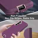 for Samsung Galaxy S24-Plus Case, with Screen Protector, Port Protection, Full-Body Silicone Rubber Covered, 3-Layer Combo Drop-Proof Cover Phone Case for S24 Plus 5G(2024), Pink/Purple