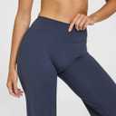OQQ Yoga Pants Women High Waist Stretch Casual Soft Straight Leg Bottoms (Blue, XL)