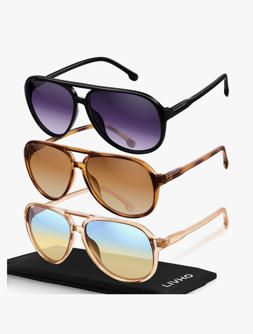 livho Trendy Polarized Aviator Sunglasses Women Men, Retro Sun Glasses for Women Men 2025, Oversized UV Protection Shades