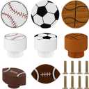 Menkxi 8 Pcs Sports Ball Dresser Knobs for Kids Baseball Basketball Dresser Drawer Knobs for Boys Football Soccer Sports Nursery Hardware Drawer Pulls Handles for Cabinet Party Decor (Cute Style)