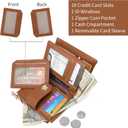 RNIEGA Small Wallets for Women Leather Bifold Wallet Women RFID Blocking Purse Credit Card Holder with 15 Card Slots and ID Window Coin Pocket