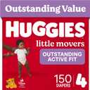 Huggies Little Movers Diapers Size 4, 150 Count (6 Packs of 25)