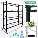 12-Tray 5 Gallon Water Jug Holder Heavy Duty, 4-Tier Wall Mount Water Bottle Rack, Powder Coated Steel, Black, 13"D x 36.7"W x 44.8"H, Home, Office, Restaurant, Gym