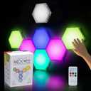 Emberela HEXlights SnapTap 7-pk Tap Tap Sensory Lights - Touch & Remote Controlled Multicolored Magnetic Hexagon Lights - Interactive & Calming Sensory Room lamp for Kids Bedroom