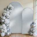 Silver Shimmer Arch Backdrop Cover Set of 2 (6 7.2FT) with Zipper,Thick Soft Stretchy Sequin Glitter Spandex Fitted Chiara Cover for Wedding Birthday Baby Shower Graduation Party Photo Backdrop