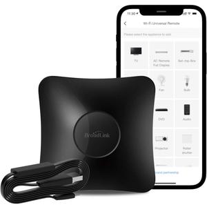 BroadLink RM4 pro Smart Remote and Sensor Cable Set RM4 pro S (2.4 GHz Wi-Fi Only), Universal IR RF Remote Control Hub with Temperature Humidity Monitor USB Cable, Works with Alexa & IFTTT