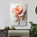 Framed 3D Peach Peony Floral Canvas Wall Art plant Wall Decor pictures Elegant Flower Poster Prints for Living Room Bedroom Bathroom Modern Home Decoration