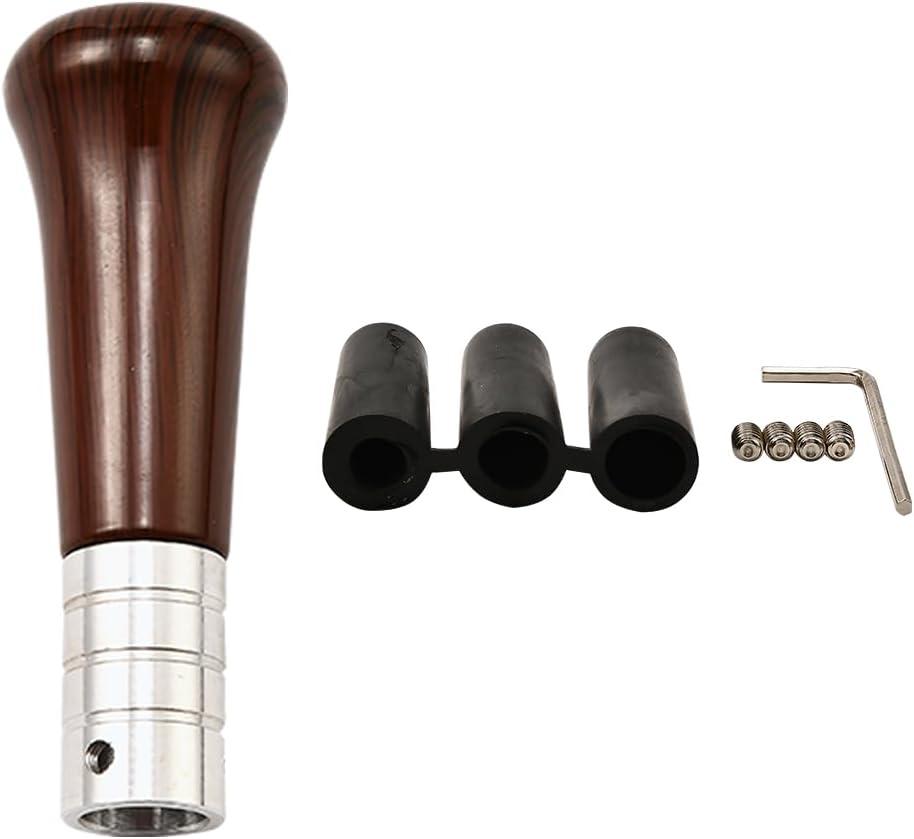 Wood Grain Gear Shifter Knob, Universal Car Gear Shift Manual Knobs Aluminum Alloy Stick Shift Handle with 3 Threaded Adapters M8 M10 M12, Style B
