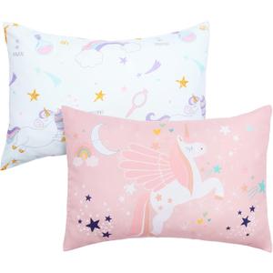 UOMNY Toddler Pillowcases for 13X18 12x16 14x19 Pillow Unicorn Toddler Pillow Case for Girls 2 Pack Kids Pillowcase for Sleepy Pillows Travel Pillowcases Pink/White
