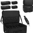 MONSTINA Rolling Makeup Train Case with Four Small Makeup Bag+ Professional Hairdressing Bag,Makeup Case for Hairstylist,Makeup Artist Trolley Travel Makeup Case with Adjustable Divider (Black)