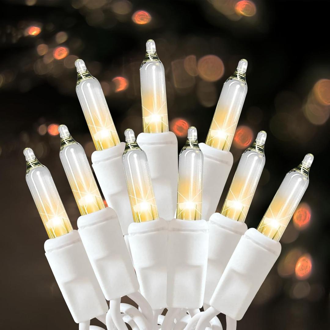 Christmas Lights 100 Count Clear Christmas Tree String Lights with White Wire for Outdoor Indoor Christmas Decorations Wedding Decorations Valentines Day Decor,UL Certified (21feet) (21ft)