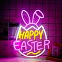 Happy Easter Neon Sign, LED Bunny Neon Light for Decorations, Dimmable Neon Decor Easter Gifts for Kids Spring Front Yard Sign Lawn Bedroom Wall Home (Easter Egg)