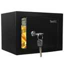 Yuanshikj Safe Box with Key Lock, Steel Security Lock Box, 0.23 Cubic Feet, 9.1" W x 6.7" D x 6.7" H, Small Hidden Safe for Home Office Cash Jewelry Storage (BLACK)