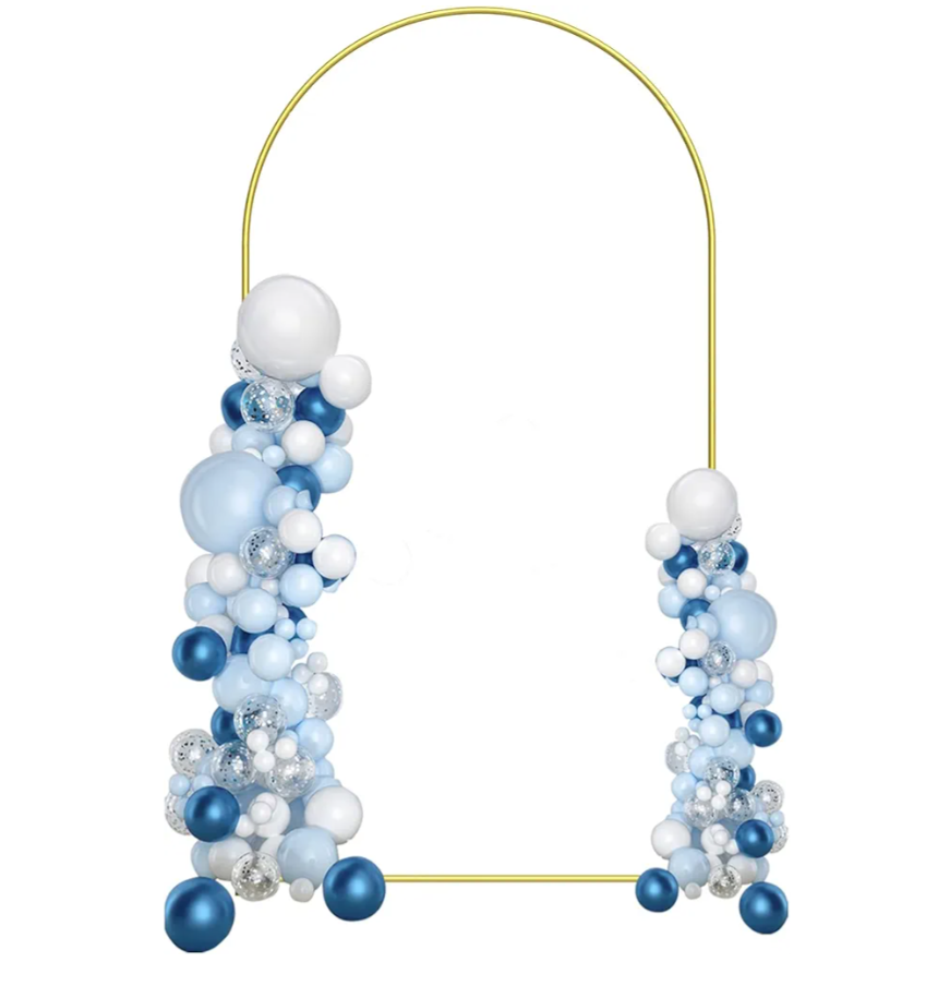 6FT Wedding Arch Backdrop Stand, Gold Metal Balloon Arch Stand, Upgraded Pre-Attached Parts Design Arched Backdrop Frame Decoration for Wedding, Birthday, Baby Shower, Graduation Ceremony Party