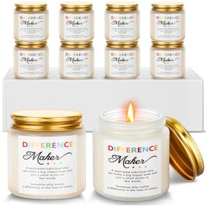Nuanchu 10 Pcs Difference Maker Gifts for Women Soy Wax Scented Glass Jar Candles 3.5 oz Scented Candle Thank You Teacher Appreciation Gifts for Coworkers, Leader, Boss Lady, Nurse, 10 Fragrance