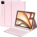 CC Store for iPad Air 11 Inch Case with Keyboard M3/M2 (2025/2024) - Detachable Folio Keyboard Cover with Pencil Holder for iPad Pro 11 inch (4th /3rd /2nd /1st Gen)&Air 5th/4th Gen (Pink)