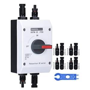 DIHOOL Solar Disconnect Switch 32 Amp DC1200V Isolator with IP66 Waterproof Enclosure for Solar Panels,Batteries,RVs and Boats