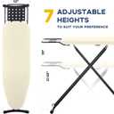 Ironing Board Full Size, RAINHOL Compact Iron Board with Iron Rest, Heat Resistant Cover with Ultra Thick Padding, Height Adjustable Heavy Duty for Home, Dorm, 43x13 Ivory