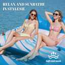 Pool Float for Adults Extra Large Inflatable Tanning Pool Float with Backrest, Footrest & 2 Cup Holders, Heavy Duty Float Lounger for Pool, Lake, River