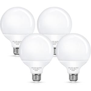 Flaspar G25 LED Vanity Light Bulbs, 100W LED Globe Bulb Equivalent, 9W Vanity Bulbs for Bathroom, 5000K Daylight White 900LM, E26 Base Round Makeup Mirror Bathroom Lights Bulb Dcor Lighting, 4 Pack